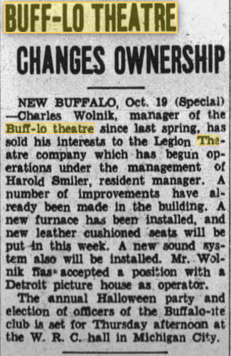 Buff-Lo Theatre - Oct 19 1937 Changes Hands (newer photo)